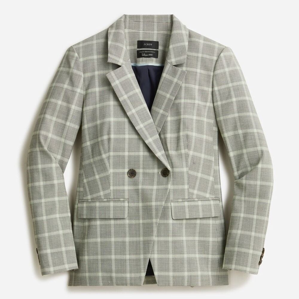 J. Crew Devon Tollegno 1900 Italian Stretch Plaid Wool Double Breasted Blazer 4